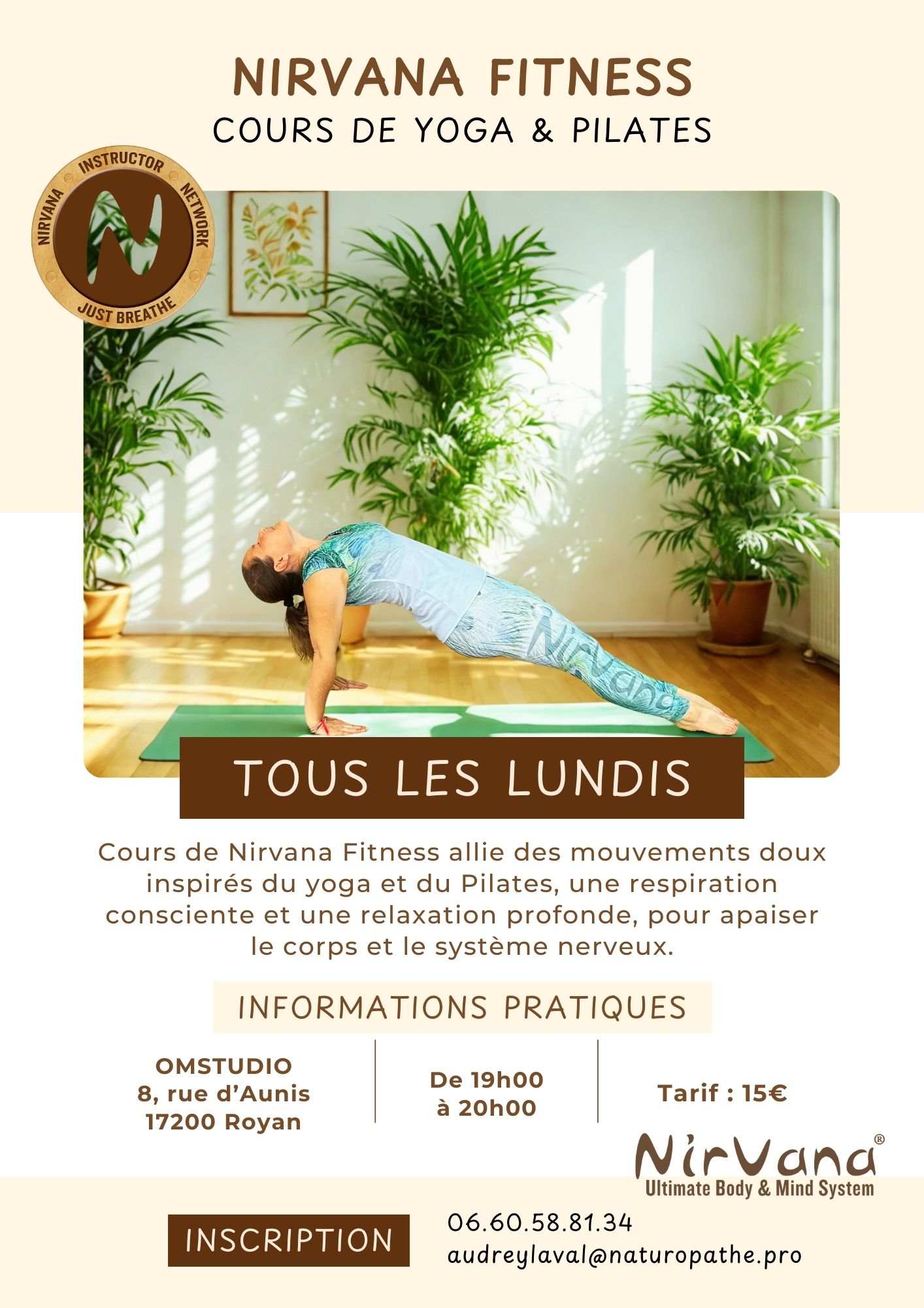 🧘🏼‍♀️ Cours de Yoga NIrvana - Flyer